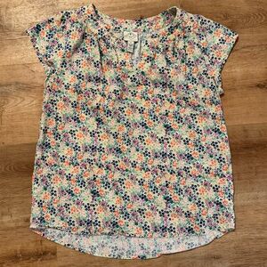 St. John’s Bay Floral Cottagecore Split Neck Blouse M